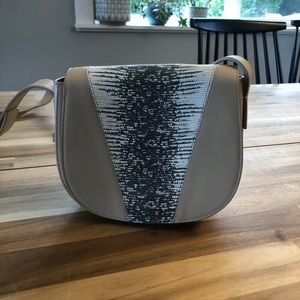 Vince Modern V Lizard Embossed Leather Crossbody